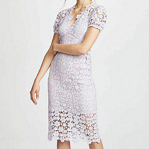Shoshanna Dresses & Skirts - Shoshanna Lavender Crochet Lace Sheath Dress